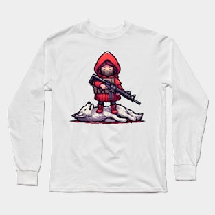 Tactical Little Red Riding Hood Adventure Tee: Where Fairytales Meet Bold Style Long Sleeve T-Shirt